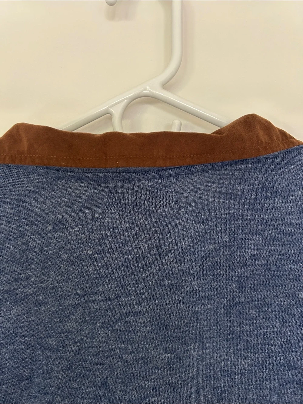 Banana Republic Blue Quarter-Zip Sweater with Brown Collar